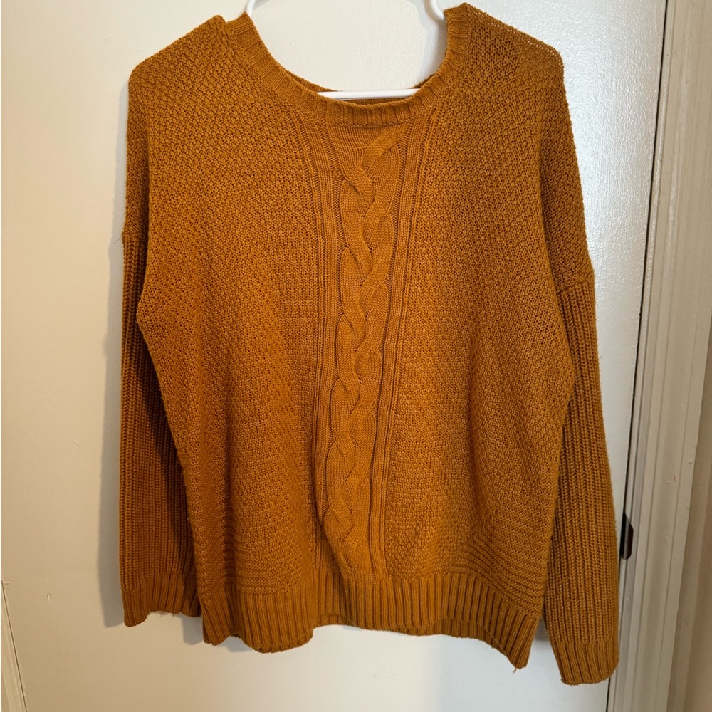 Arizona jean co crew neck mustard colored crew neck sweater in size L